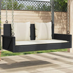 vidaXL Schaukelbank mit Kissen Schwarz 119 x 56 x 48 cm Poly Rattan
