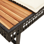 vidaXL Gartensofa in L-Form mit Kissen Schwarz Poly Rattan und Akazie