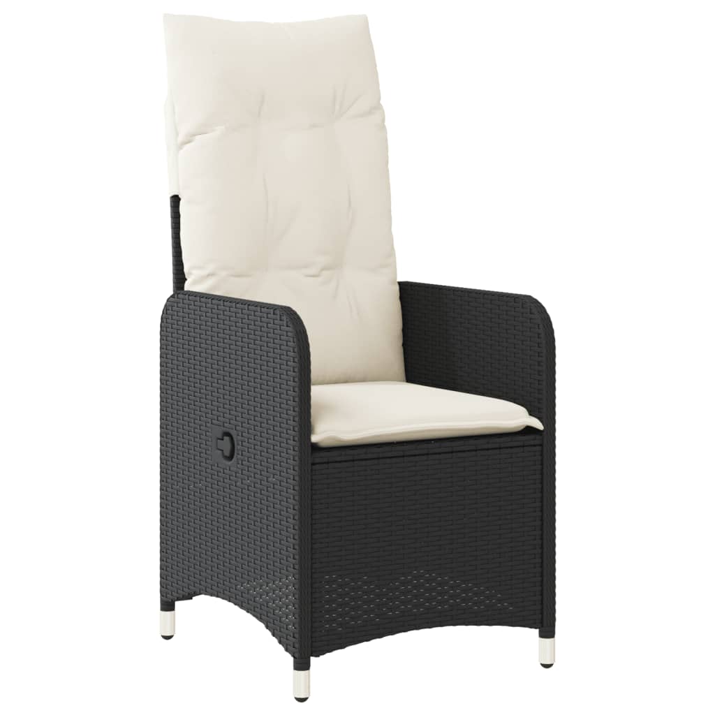 vidaXL Outdoor-Lehnstühle 2 Stk. mit Tisch Schwarz Poly-Rattan