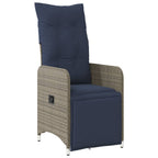 vidaXL Gartenstühle Verstellbar 2 Stk. mit Tisch Grau Poly Rattan
