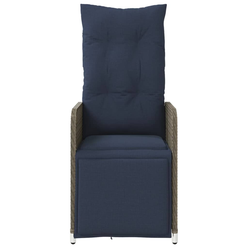 vidaXL Gartenstühle Verstellbar 2 Stk. mit Tisch Grau Poly Rattan