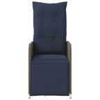 vidaXL Gartenstühle Verstellbar 2 Stk. mit Tisch Grau Poly Rattan
