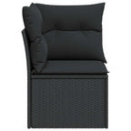 vidaXL Gartensofa-Ecke mit Kissen Schwarz Poly Rattan