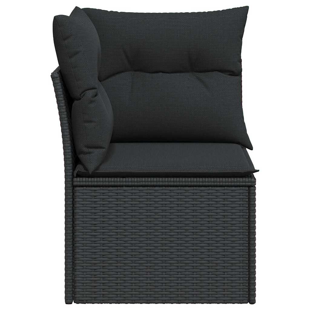 vidaXL Gartensofa-Ecke mit Kissen Schwarz Poly Rattan