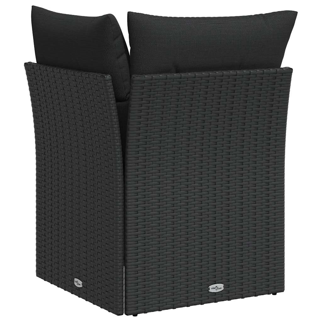 vidaXL Gartensofa-Ecke mit Kissen Schwarz Poly Rattan
