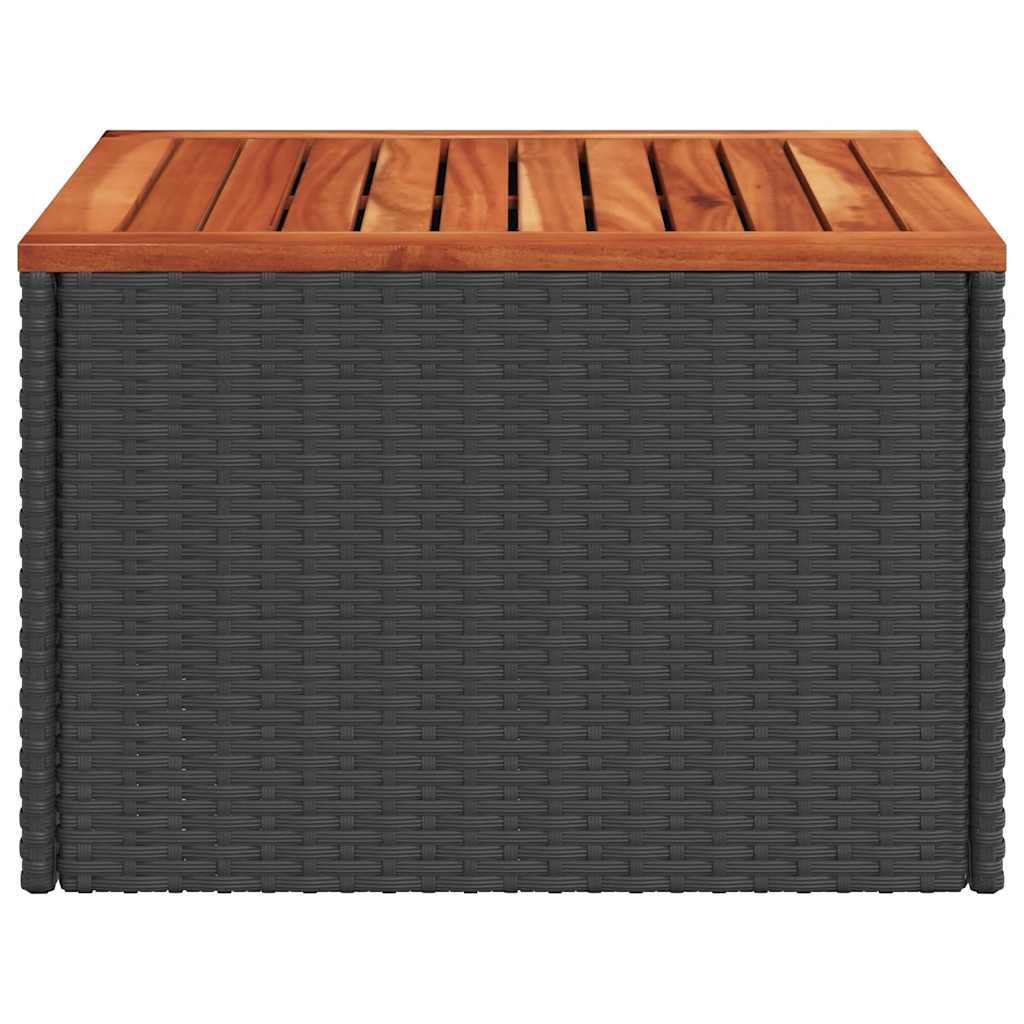 vidaXL Gartentisch Schwarz 55 x 55 x 37 cm Poly Rattan und Akazienholz