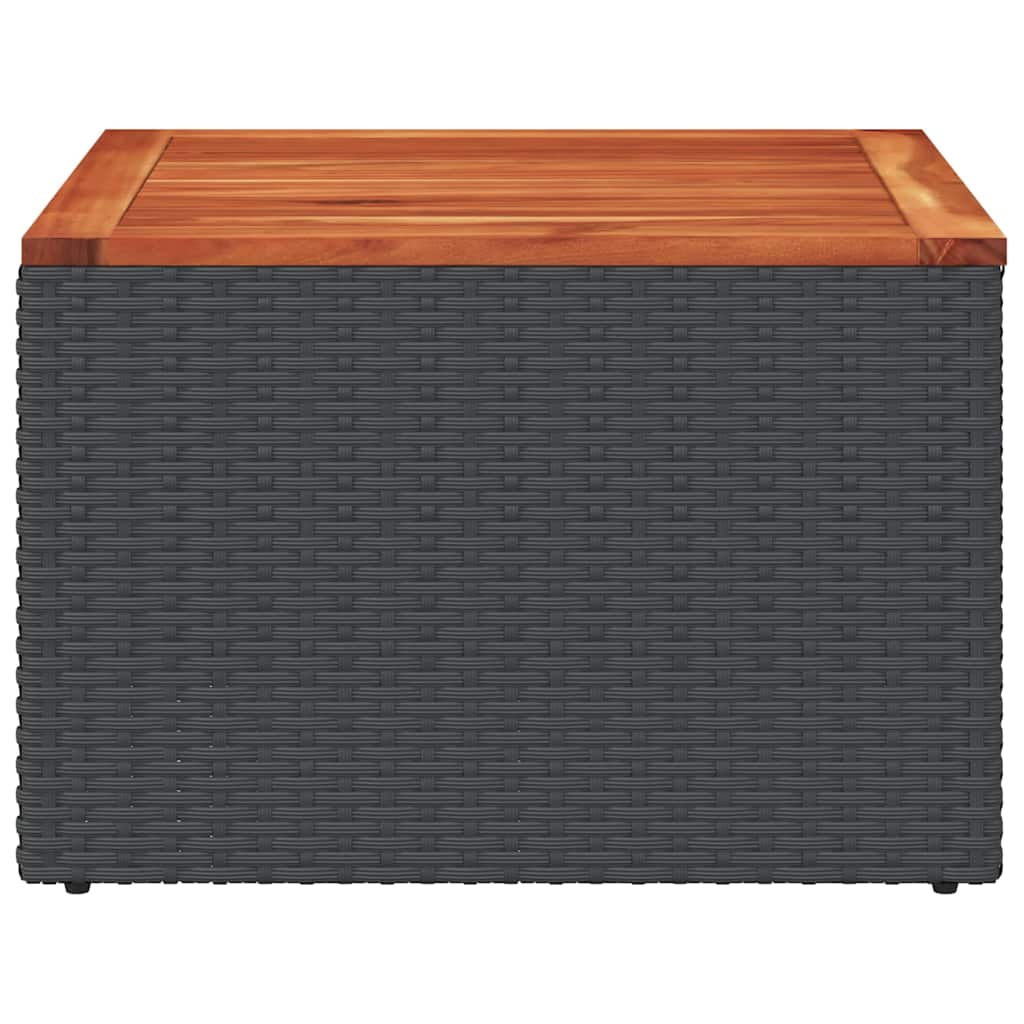 vidaXL Gartentisch Schwarz 55 x 55 x 37 cm Poly Rattan und Akazienholz