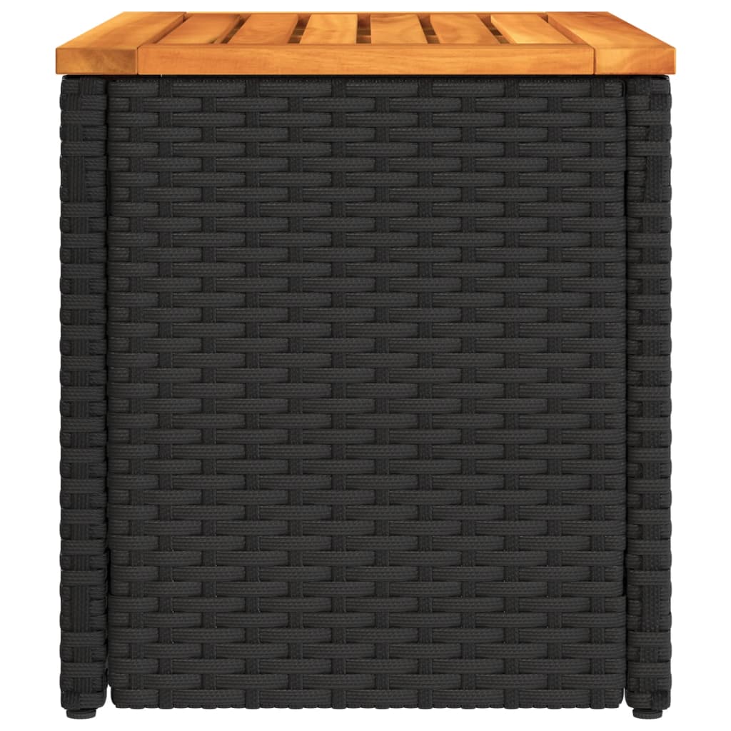 vidaXL Garten-Beistelltische 2 Stk Schwarz 55x34x37cm Poly Rattan Holz