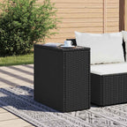 vidaXL Garten-Beistelltisch mit Glasplatte Schwarz 58x27,5x55cm Rattan