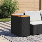 vidaXL Garten-Beistelltisch mit Holzplatte Schwarz 58x27,5x55 cm Poly Rattan