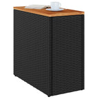 vidaXL Garten-Beistelltisch mit Holzplatte Schwarz 58x27,5x55 cm Poly Rattan