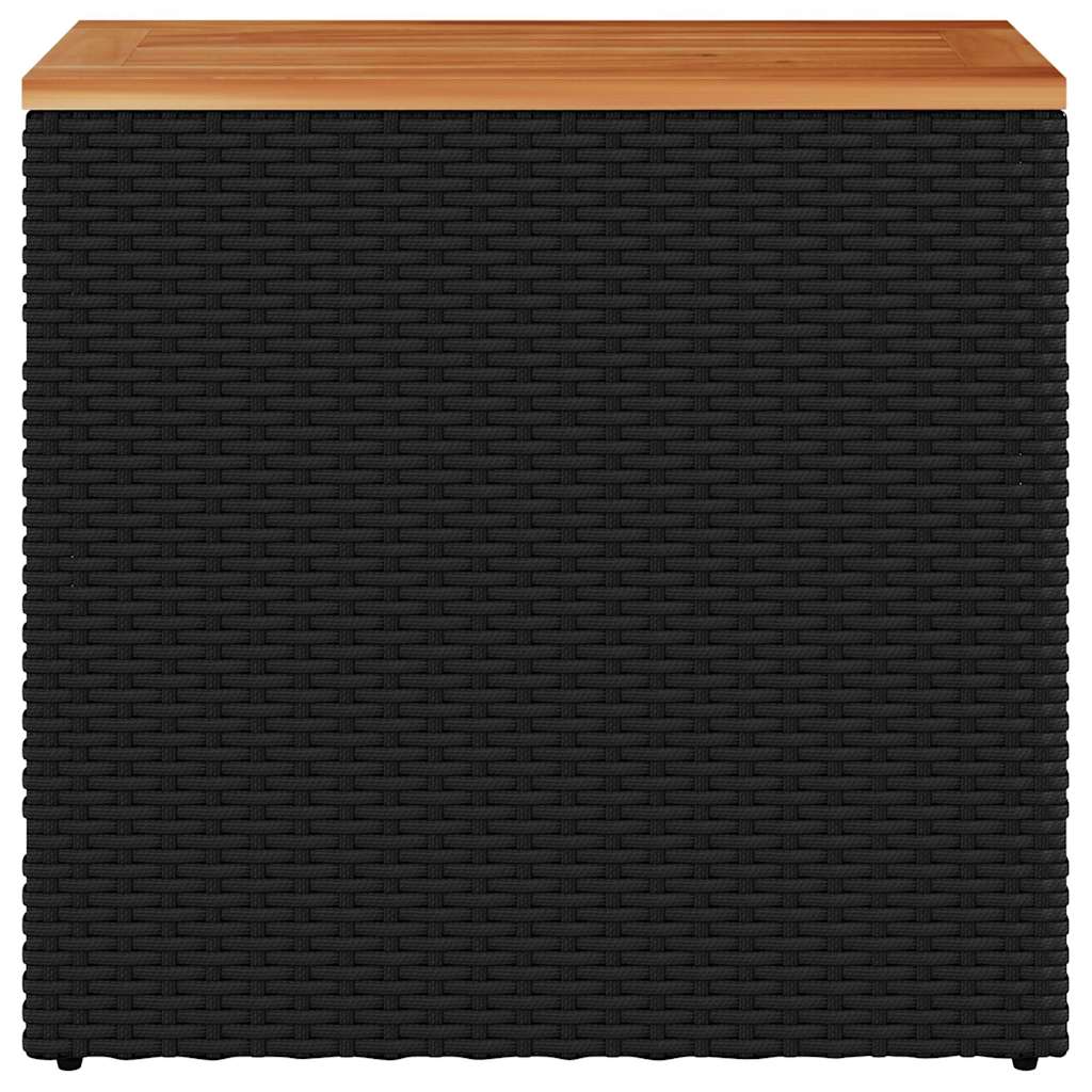 vidaXL Garten-Beistelltisch mit Holzplatte Schwarz 58x27,5x55 cm Poly Rattan