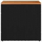 vidaXL Garten-Beistelltisch mit Holzplatte Schwarz 58x27,5x55 cm Poly Rattan