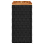 vidaXL Garten-Beistelltisch mit Holzplatte Schwarz 58x27,5x55 cm Poly Rattan