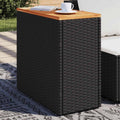 vidaXL Garten-Beistelltisch mit Holzplatte Schwarz 58x27,5x55 cm Poly Rattan