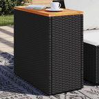 vidaXL Garten-Beistelltisch mit Holzplatte Schwarz 58x27,5x55 cm Poly Rattan