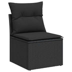 vidaXL Gartenstuhl ohne Armlehnen mit Kissen Schwarz Poly Rattan