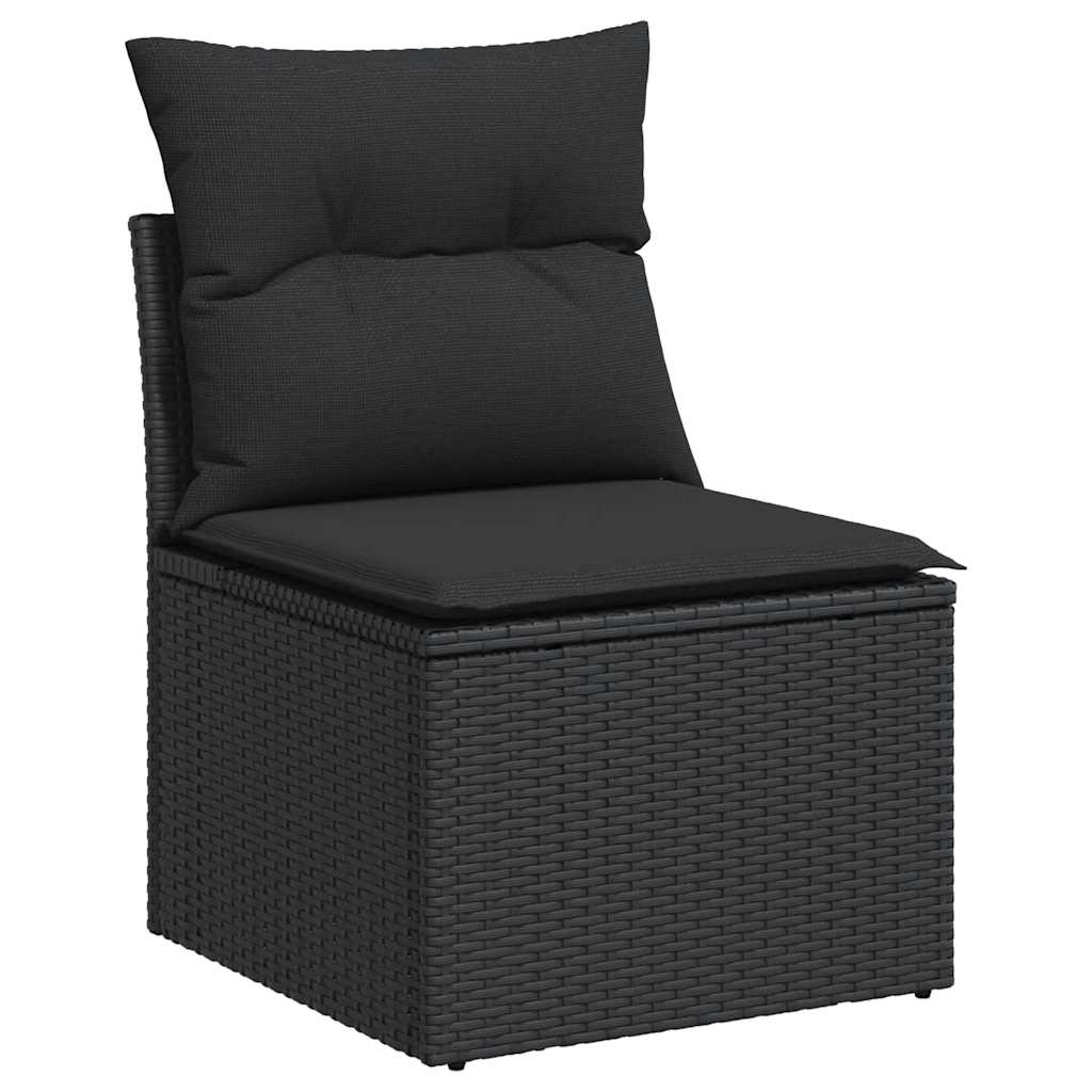 vidaXL Gartenstuhl ohne Armlehnen mit Kissen Schwarz Poly Rattan