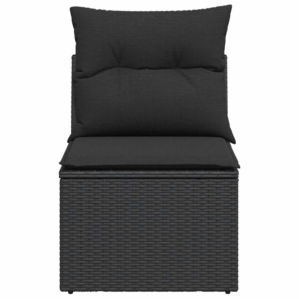 vidaXL Gartenstuhl ohne Armlehnen mit Kissen Schwarz Poly Rattan