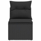 vidaXL Gartenstuhl ohne Armlehnen mit Kissen Schwarz Poly Rattan