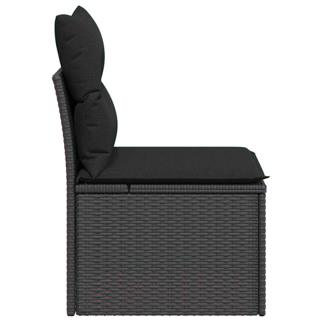 vidaXL Gartenstuhl ohne Armlehnen mit Kissen Schwarz Poly Rattan