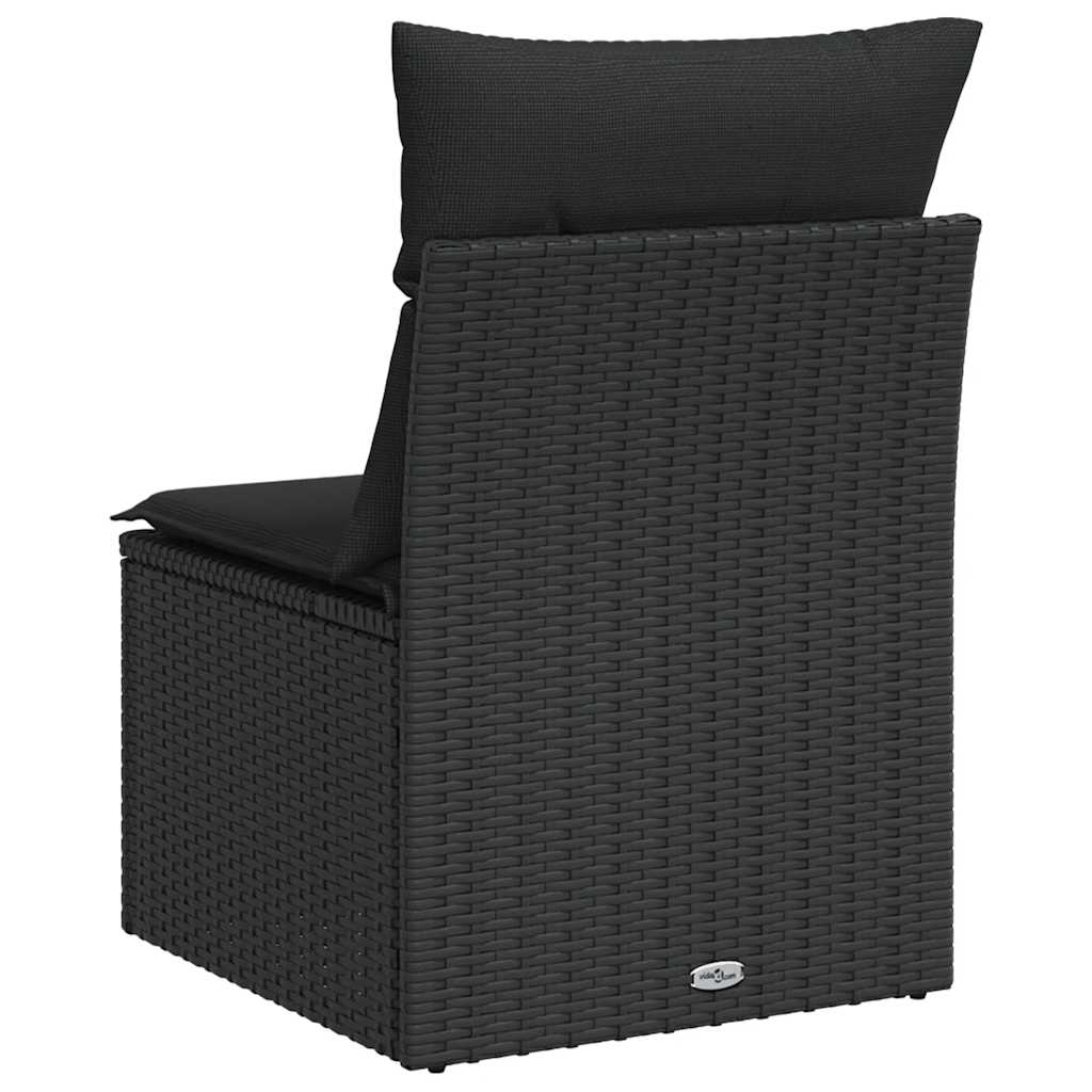 vidaXL Gartenstuhl ohne Armlehnen mit Kissen Schwarz Poly Rattan