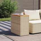 vidaXL Garten-Beistelltisch Holzplatte Beige 58x27,5x55 cm Poly Rattan
