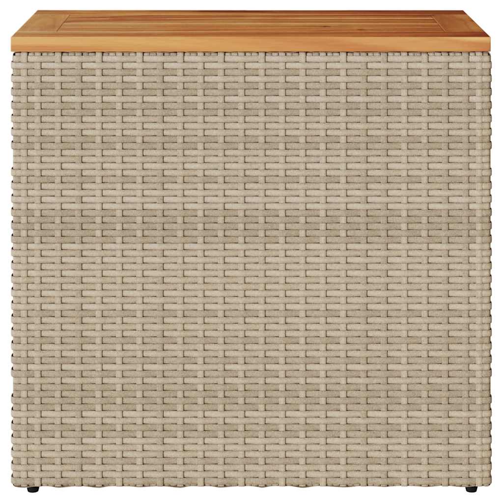 vidaXL Garten-Beistelltisch Holzplatte Beige 58x27,5x55 cm Poly Rattan