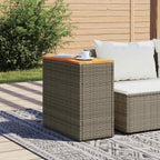 vidaXL Garten-Beistelltisch mit Holzplatte Grau 58x27,5x55 cm Rattan