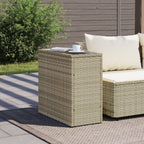 vidaXL Garten-Beistelltisch mit Glasplatte 58x27,5x55 cm Poly Rattan