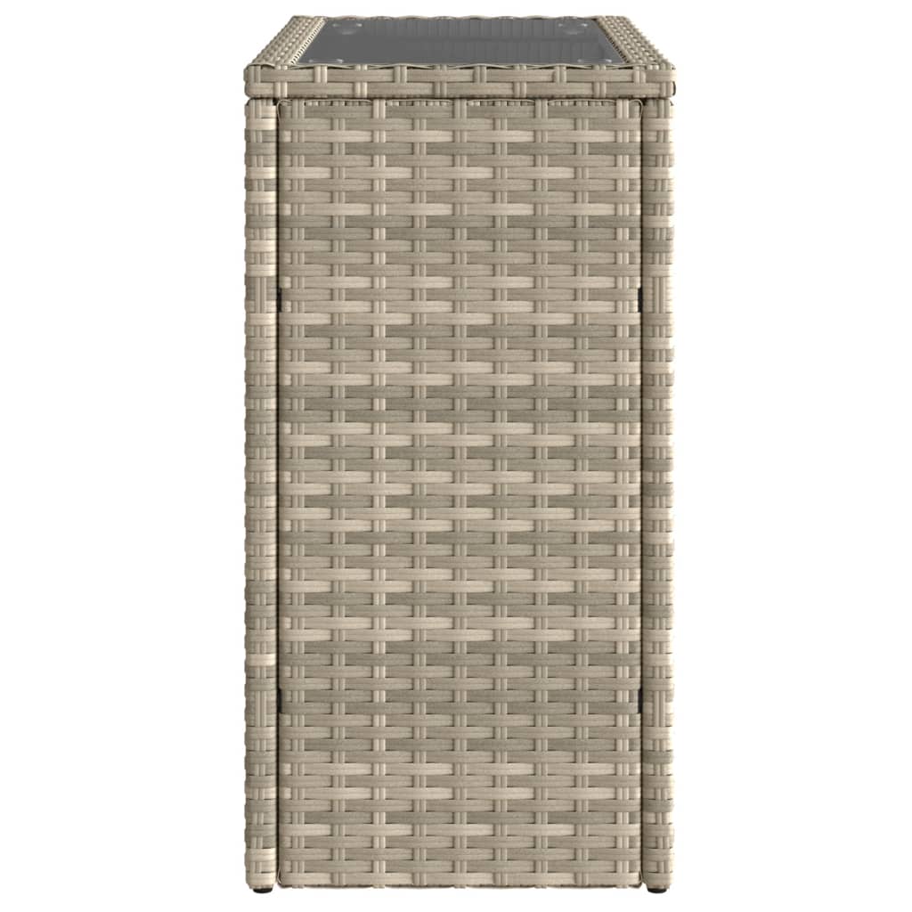 vidaXL Garten-Beistelltisch mit Glasplatte 58x27,5x55 cm Poly Rattan