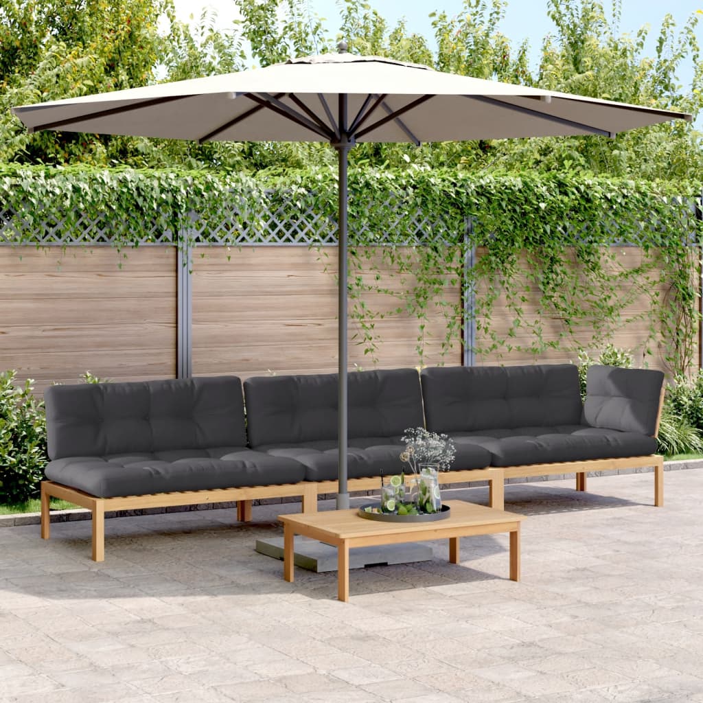 vidaXL 4-tlg. Garten-Sofagarnitur aus Paletten mit Kissen Akazienholz