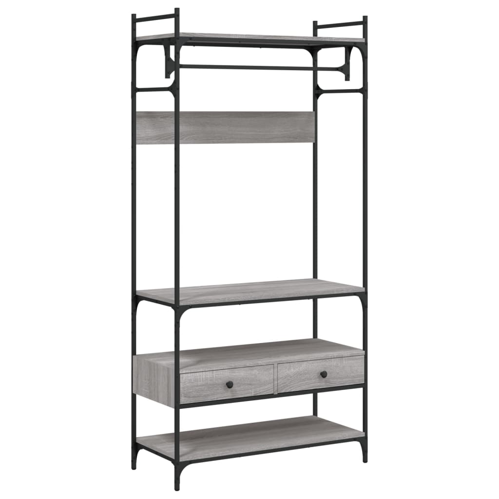 vidaXL Kleiderständer mit Schubladen Grau Sonoma 89x39x184,5 cm