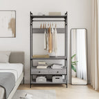 vidaXL Kleiderständer mit Schubladen Grau Sonoma 89x39x184,5 cm