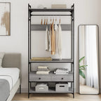 vidaXL Kleiderständer mit Schubladen Grau Sonoma 89x39x184,5 cm