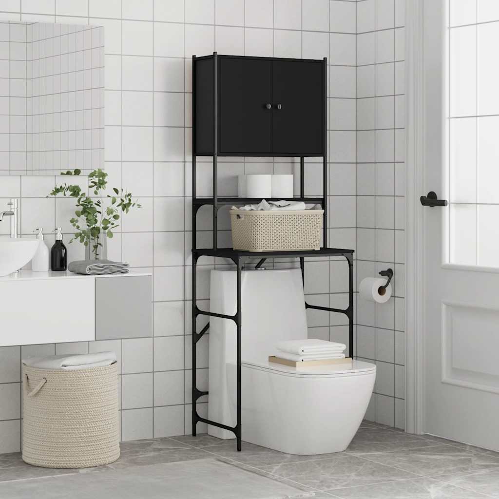 vidaXL Waschmaschinenschrank Schwarz 68x48,5x194 cm