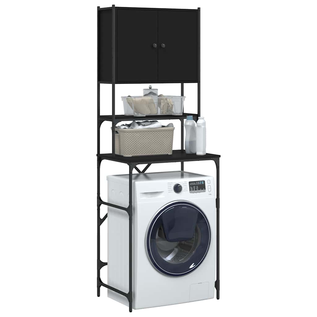 vidaXL Waschmaschinenschrank Schwarz 68x48,5x194 cm