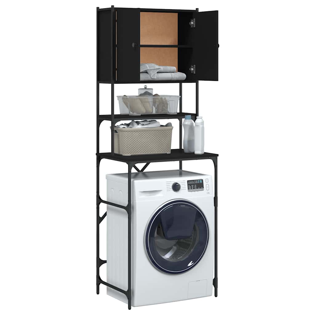 vidaXL Waschmaschinenschrank Schwarz 68x48,5x194 cm