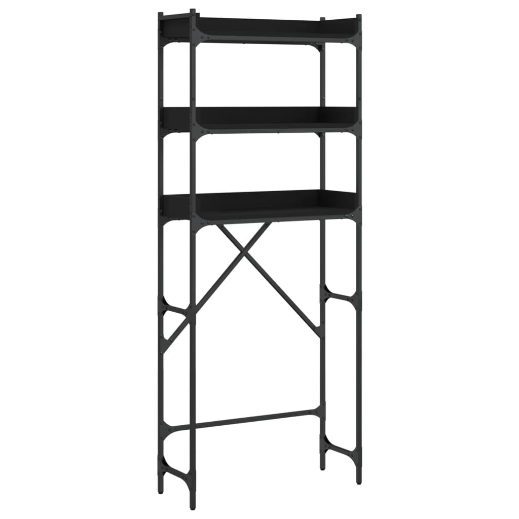 vidaXL Waschmaschinenregal Schwarz 67x25x163 cm Holzwerkstoff