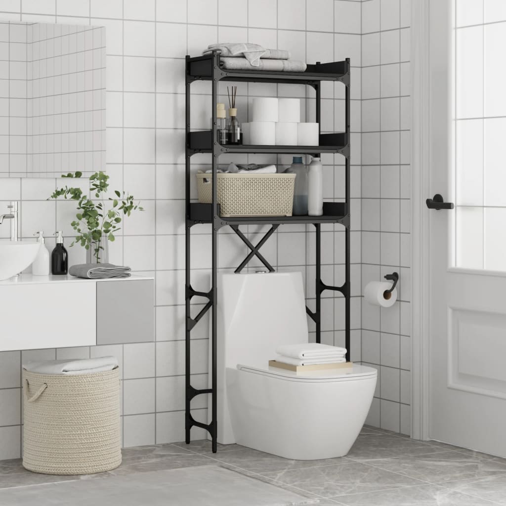 vidaXL Waschmaschinenregal Schwarz 67x25x163 cm Holzwerkstoff
