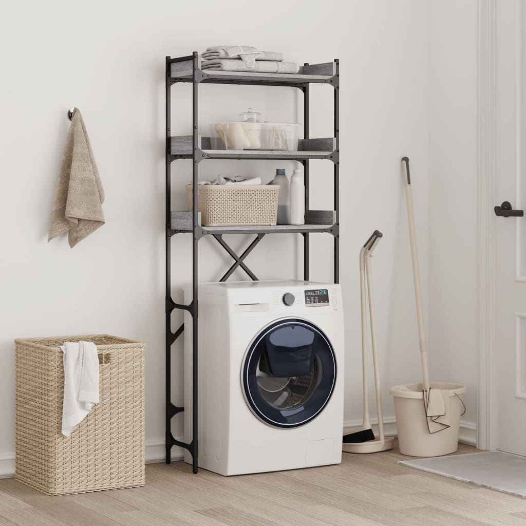 vidaXL Waschmaschinenregal Grau Sonoma 67x25x163 cm Holzwerkstoff