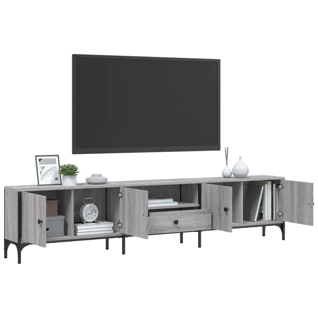 vidaXL TV-Schrank mit Schublade Grau Sonoma 200x25x44 cm Holzwerkstoff