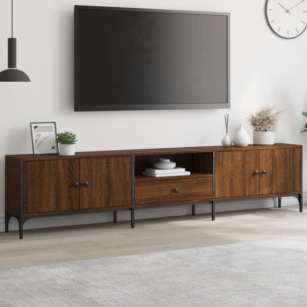 vidaXL TV-Schrank mit Schublade Braun Eiche 200x25x44 cm Holzwerkstoff