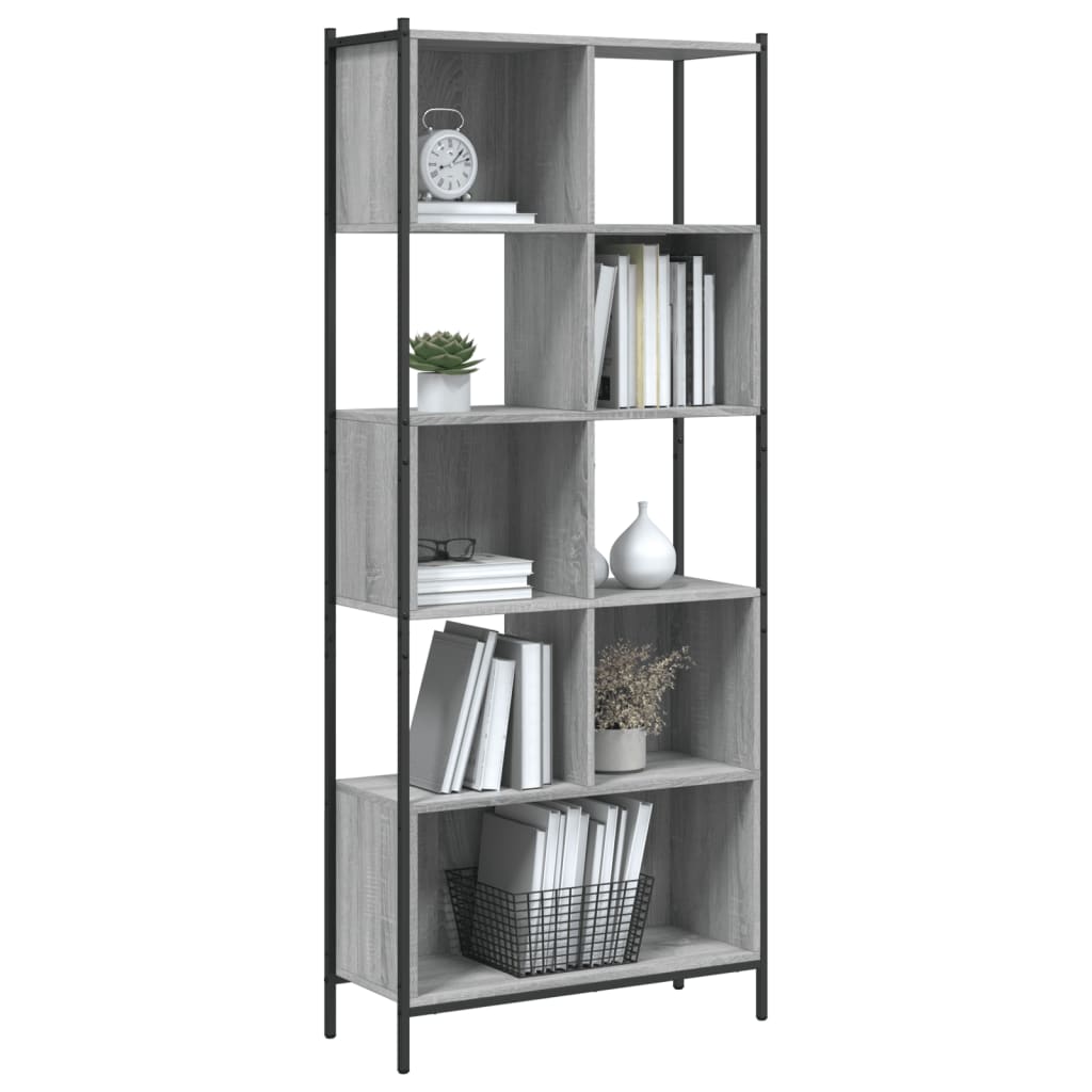 vidaXL Bücherregal Grau Sonoma 72x28x172 cm Holzwerkstoff