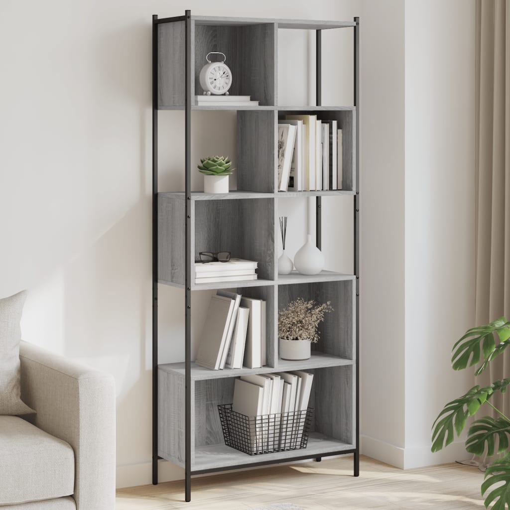 vidaXL Bücherregal Grau Sonoma 72x28x172 cm Holzwerkstoff