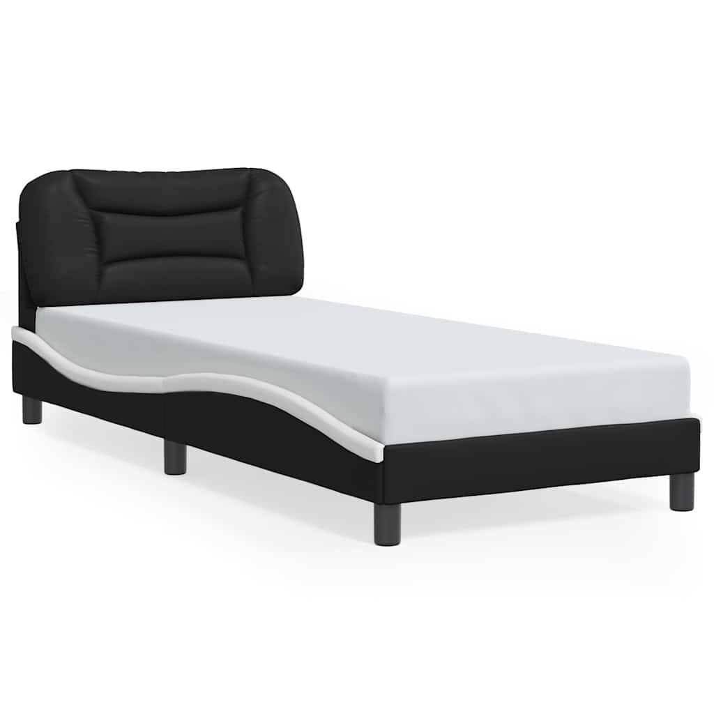 vidaXL Bettgestell ohne Matratze "Hvar" Schwarz und Weiß 80x200 cm Kunstleder
