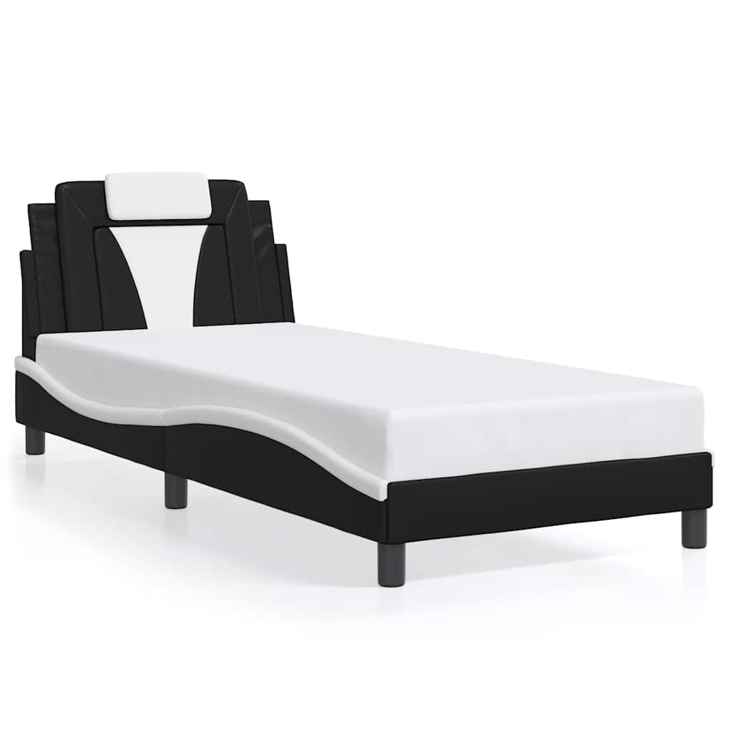 vidaXL Bettgestell "Viana" ohne Matratze Schwarz und Weiß 80x200 cm Kunstleder