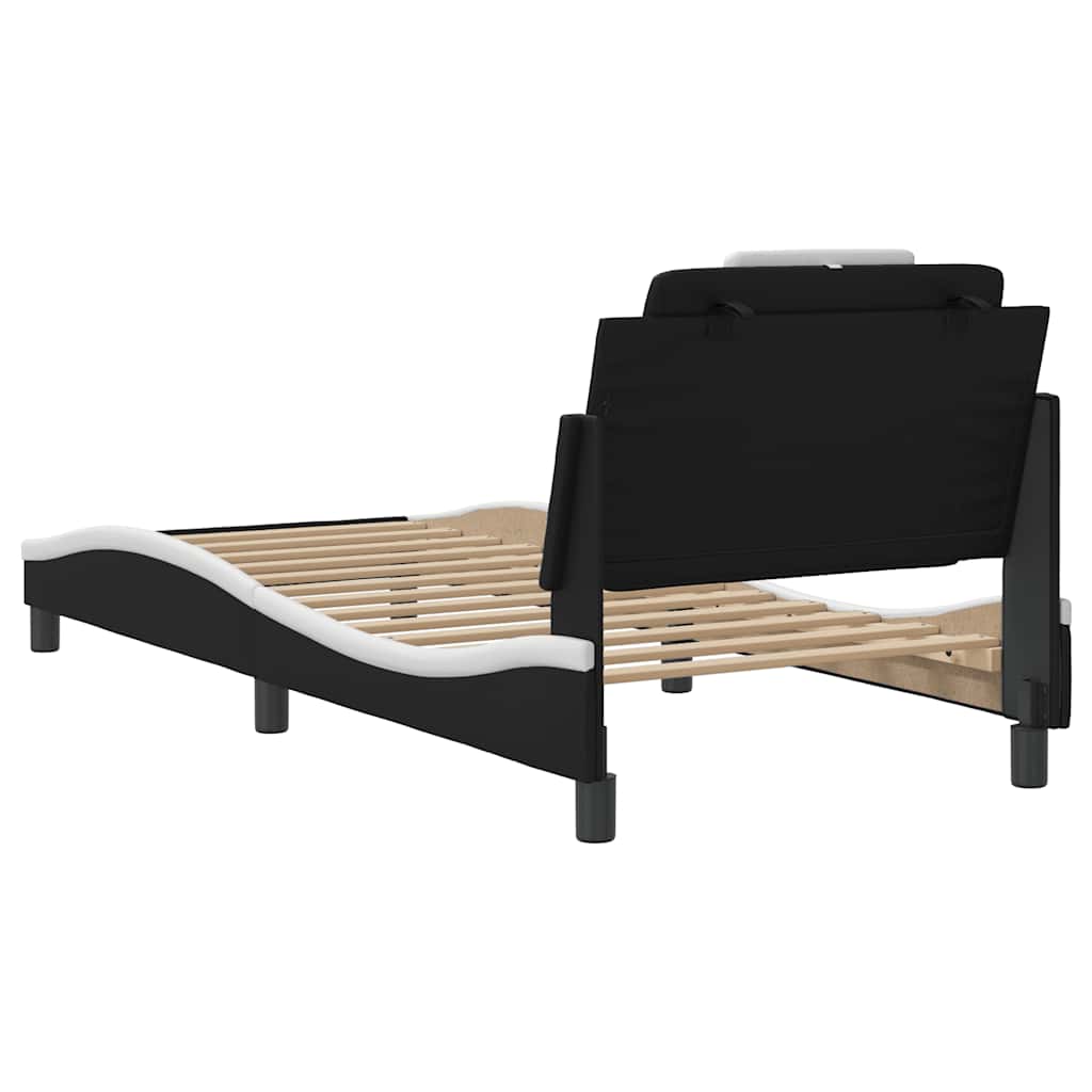 vidaXL Bettgestell "Viana" ohne Matratze Schwarz und Weiß 80x200 cm Kunstleder