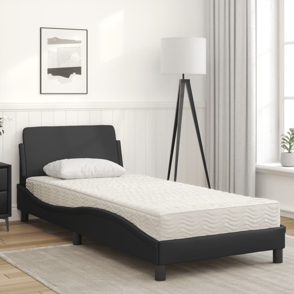 vidaXL Bett mit Matratze "Dover" Schwarz 80x200 cm Kunstleder
