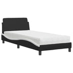 vidaXL Bett mit Matratze "Dover" Schwarz und Weiß 80x200 cm Kunstleder